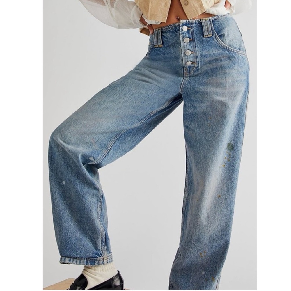 We The Free Maryel Boyfriend Jean Mid-Rise Relaxed Fit Button Fly NEW